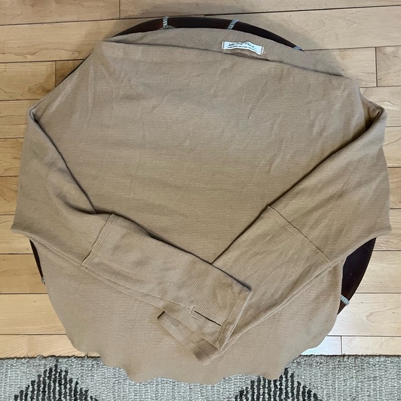 We the free off the shoulder thermal top with thumb holes in camel, worn twice - Picture 2 of 2